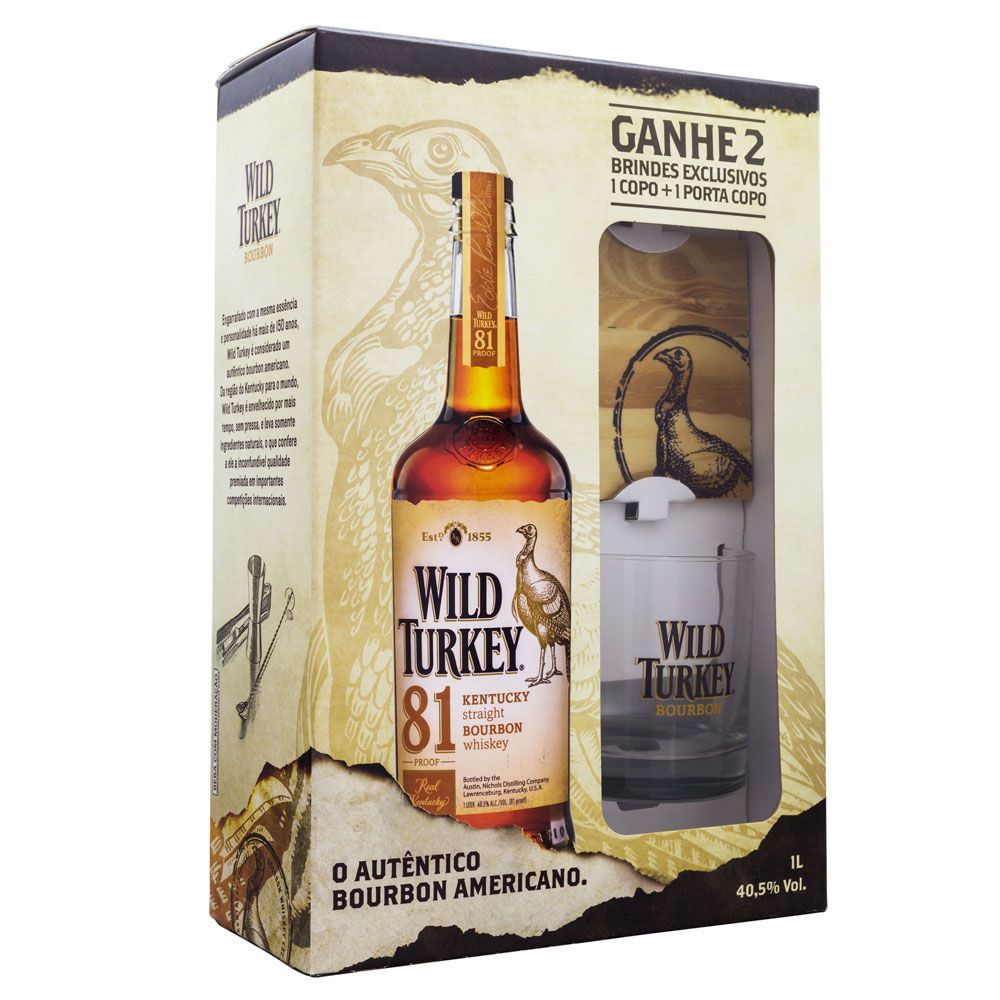 Wild Turkey 81 Proof - Edição Com Copo e Porta Copo