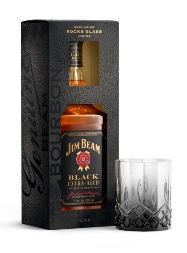 Jim Beam Black Extra Aged - Pack com Old Fashioned Glass